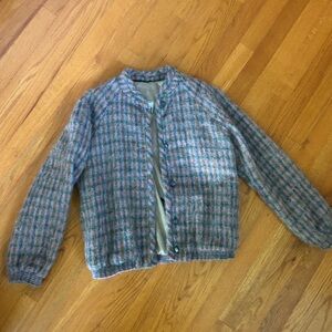 Beautiful Mohair Wool Crystal Gayle Plaid Button-Up Jacket
